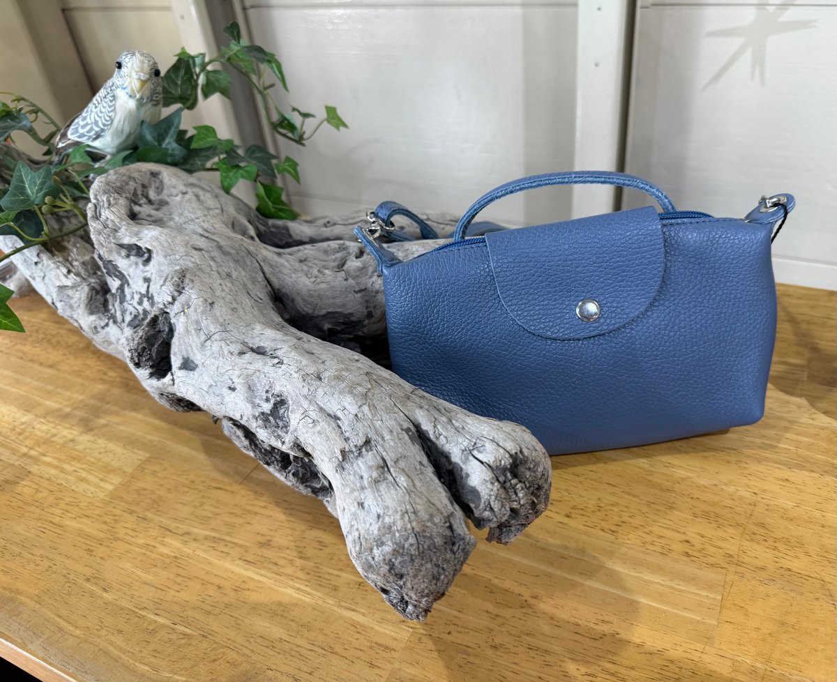 MILLELA FIRENZE】レザーショルダーミニバッグ ブルーグレー MILLELA FIRENZE】レザーショルダーミニバッグ ブルーグレー