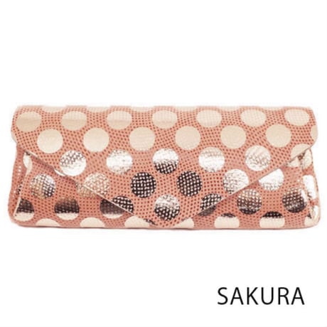 ドットレザーロングウォレット【Dot Leather Long Wallet 】SAKURA/さくら　～carmine～