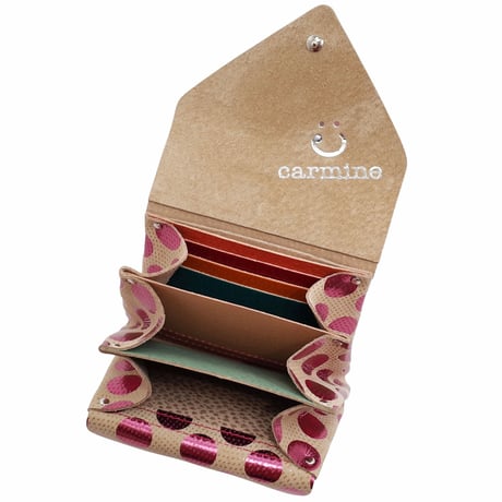 ドットレザーミニウォレット 【Dot Leather Mini Wallet 】sakura　～carmine～