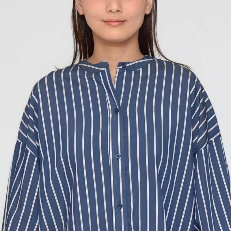 ADORE シャツ　ブラウス　バッグプリーツ　ストライプ　サイドスリット　38 これぞ大人シャツ！！】バックプリーツストライプブラウス - LEZ