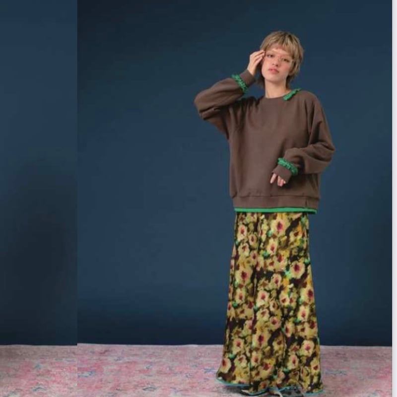 JIM THOMPSON フラワープリント ロングスカート 8号　シルク100% JIM THOMPSON フラワープリント ロングスカート 8号 シルク100%