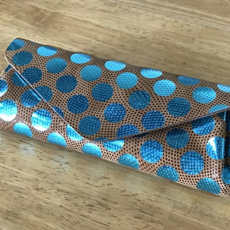 ドットレザーロングウォレット【Dot Leather Long Wallet 】blue/ブルー　～carmine～