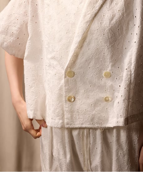 心の花苑 Open-collar cropped overshirt