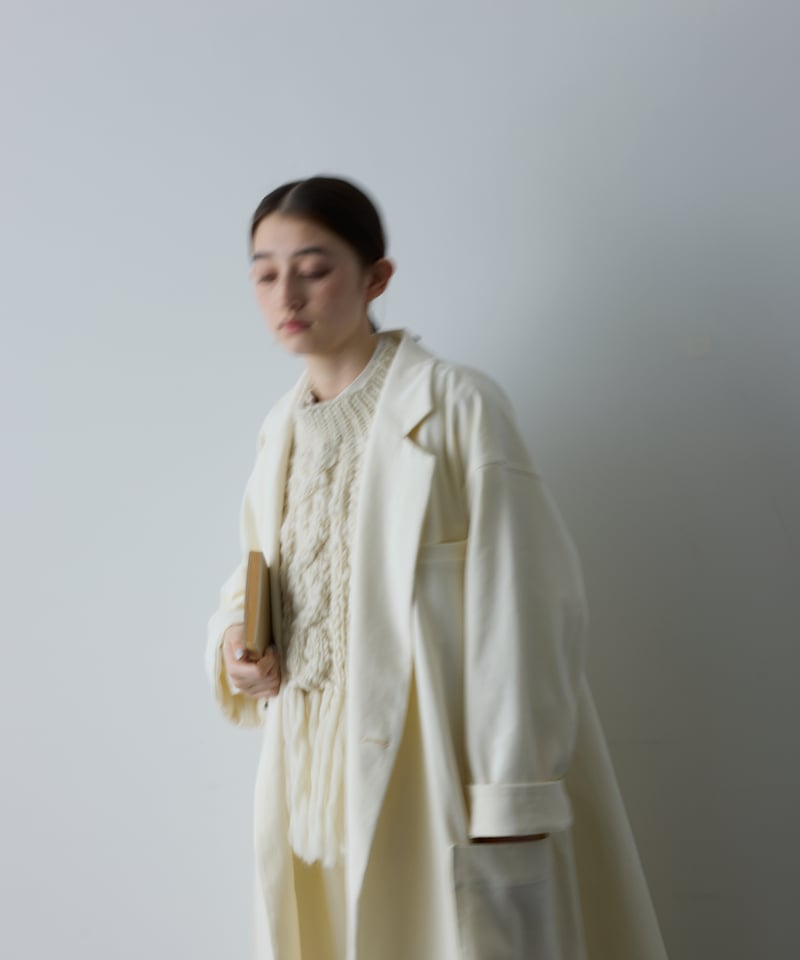 【関税込み】Off-White ベージュ ステッチ フーディ 自分だけの部屋 Double-Breasted over size coat | the ma
