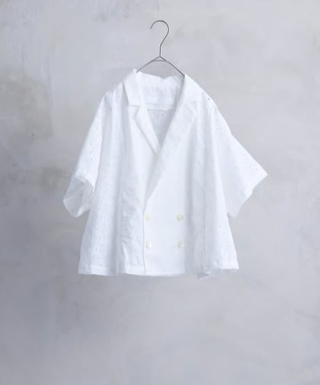 心の花苑 Open-collar cropped overshirt