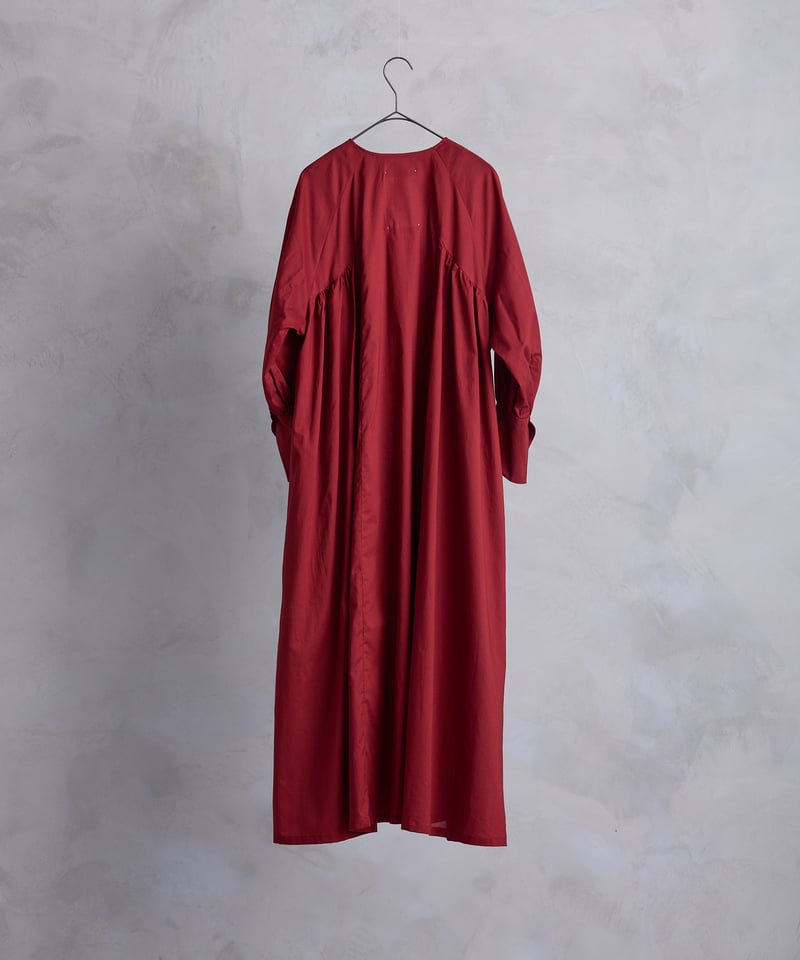 沈黙の音色 Collarless Half-placket shirt dress | the
