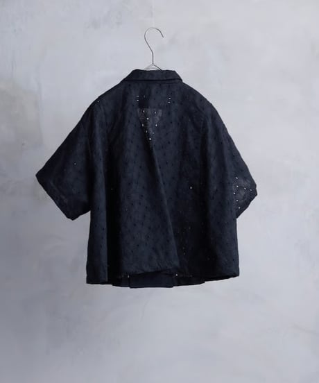 心の花苑 Open-collar cropped overshirt
