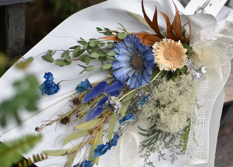 プロテアとココフラワーのドライフラワーブーケ/ウェディングブーケ&ブートニア プロテアとココフラワーのドライフラワーブーケ/ウェディング