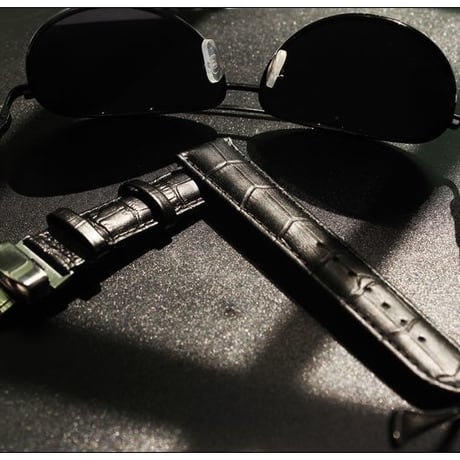 メンズ　腕時計　時計ベルト　Dバックル　カーフ革　クロコダイル型押し　20mm　替えベルト　セイコー　ガガミラノ交換可能　黒色　茶色