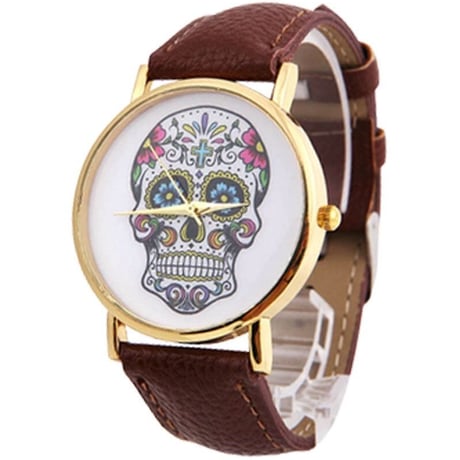 skull flower S/S watch