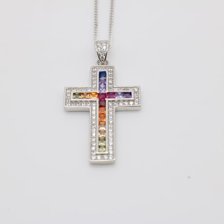 Rainbow cross  necklace