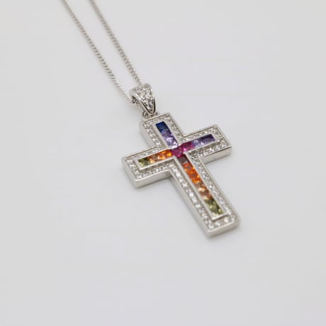 Rainbow cross  necklace