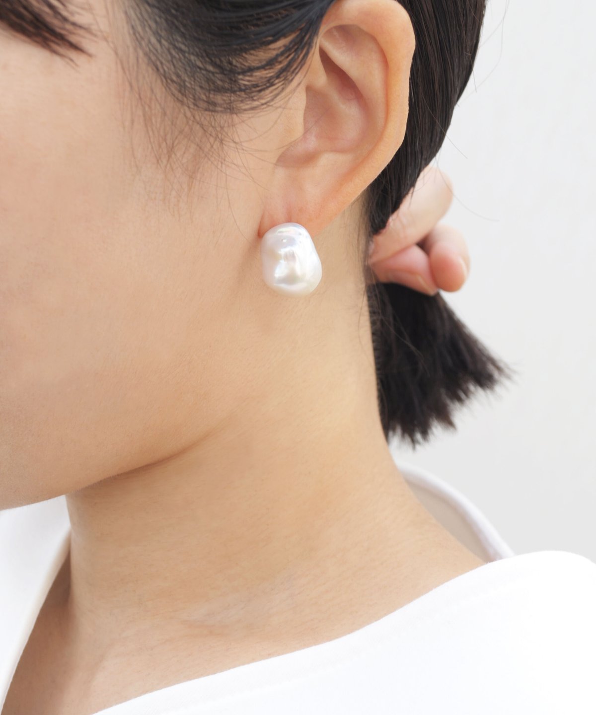 anq.」K10・ツインパールキャッチピアス（片耳）-