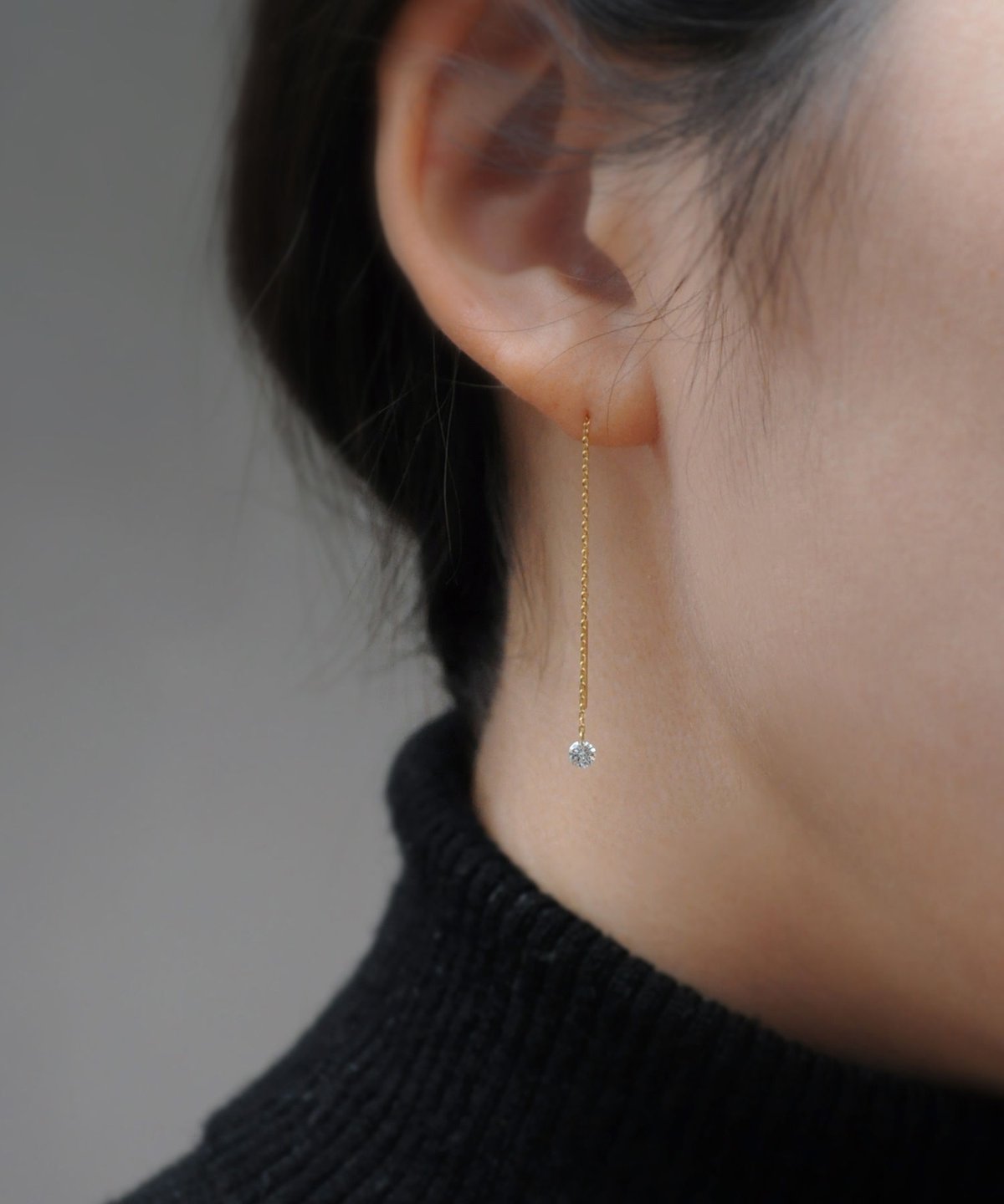 専用anq. K18 レザー ホールダイヤ アメリカンピアス anq.】K18・レーザーホール 0.22ct ダイヤモンド アメリカン