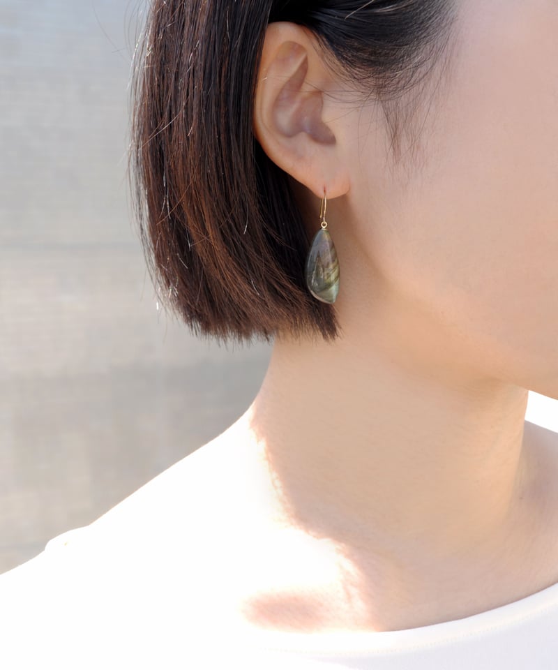 リトシガ anq.】K10・Limited Stone ピアス ラブラドライト/ラピスラズリ