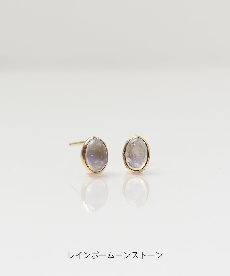 K14 ムーンストーン　ジルコニアピアス シルバー925 ジルコニアピアス ストーンピアス 一粒ピアス 6mm 2