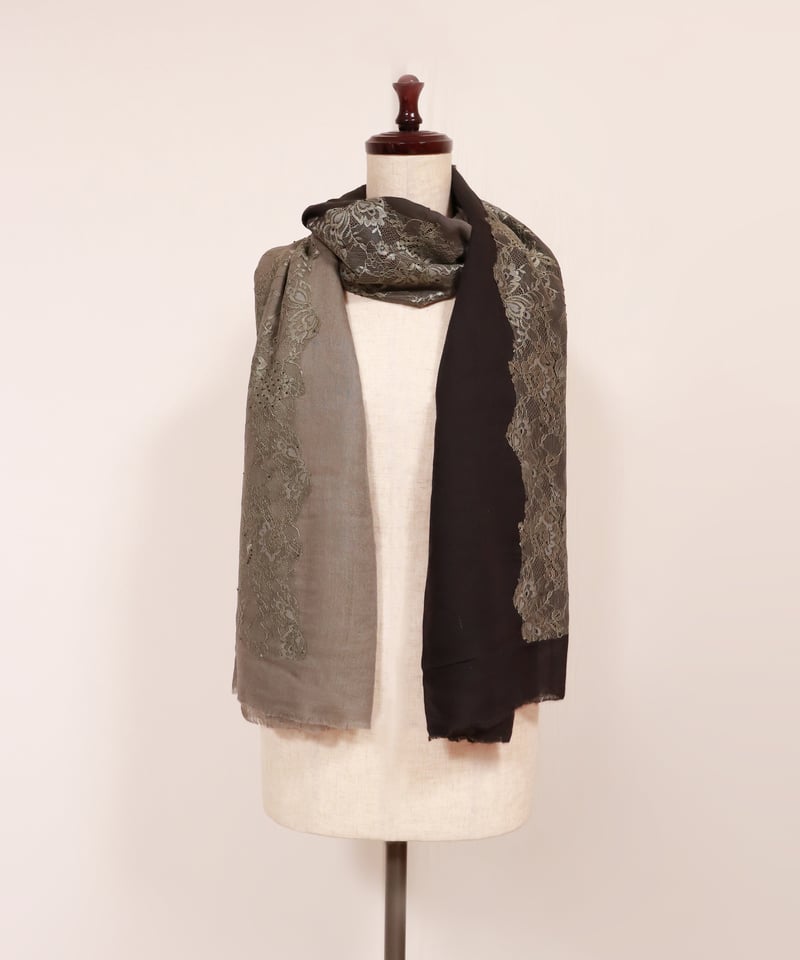 カシミヤ混 レース刺繍ストール | KU-CROISSANT 公式オンライン