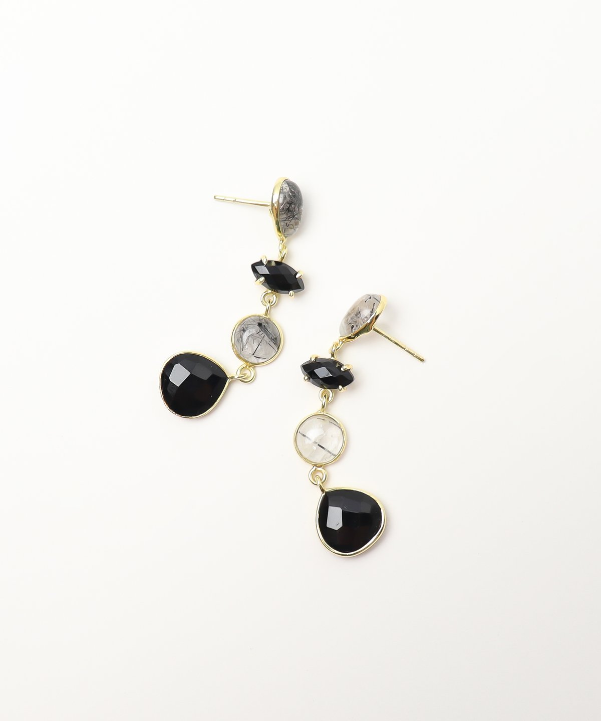 リクエストオーダー品 全方向カッティング天然石ルチルクオーツピアス