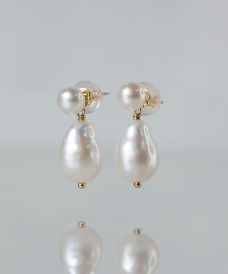 【anq.】K10/K14GF・淡水パールスイング  ポストピアス