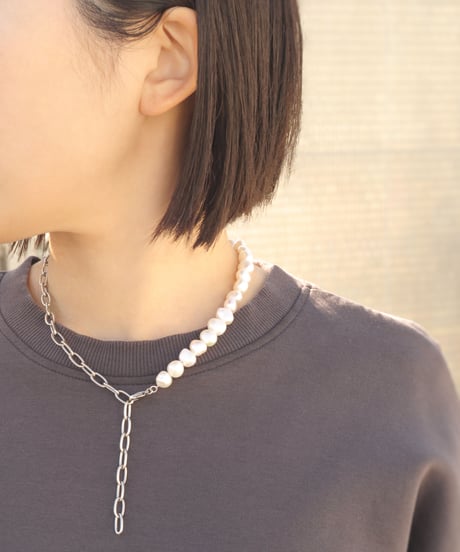 【anq.】ステンレス・パールネックレス