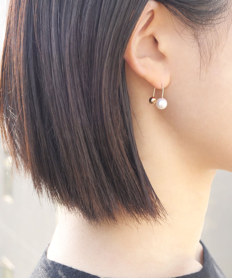 anq.】K10 ・淡水パール ボールキャッチピアス | KU-CROISSANT anq.】K10 ・淡水パール ボールキャッチピアス | KU-CROISSANT