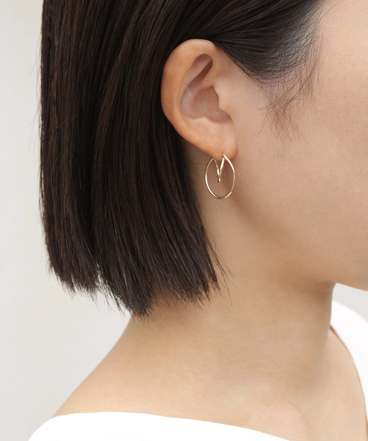 【anq.】K10・ツイストダブルフープ ピアス