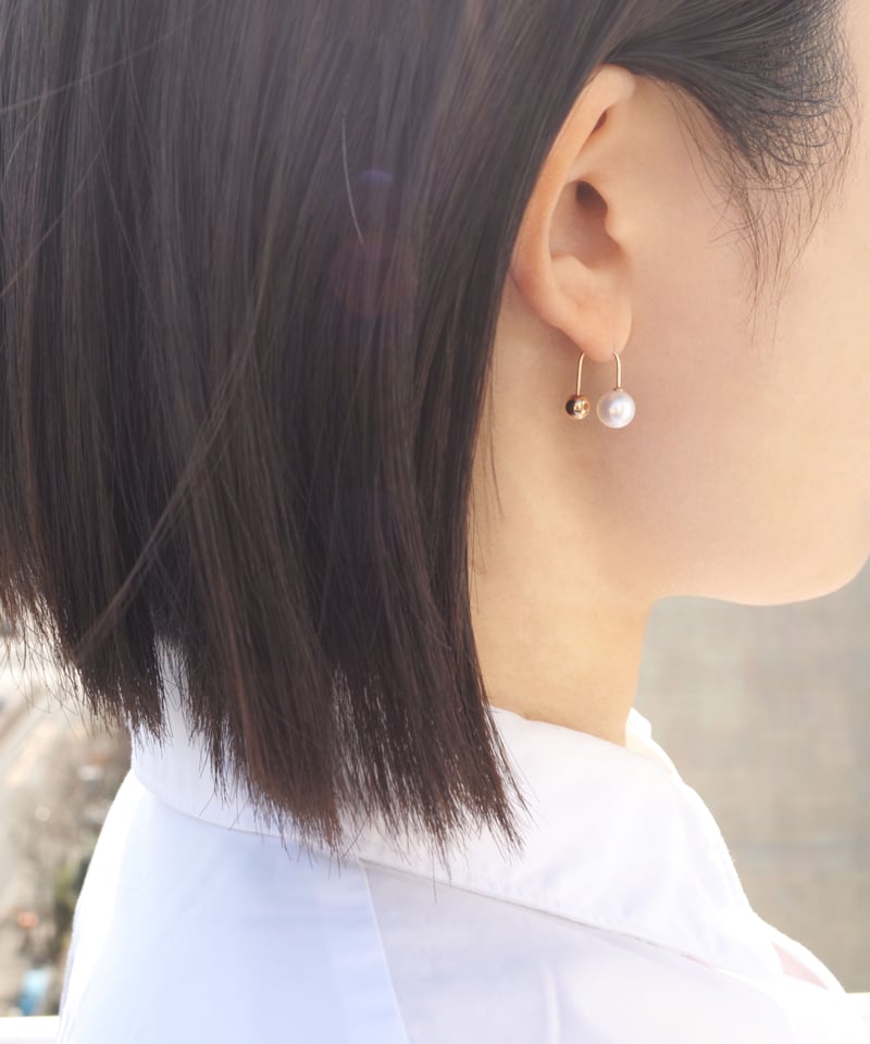 anq.】K10 ・淡水パール ボールキャッチピアス | KU-CROISSANT anq.】K10 ・淡水パール ボールキャッチピアス | KU-CROISSANT