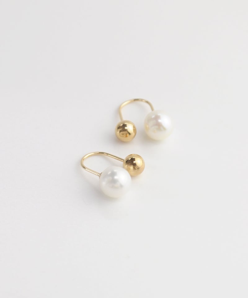 anq.」K10・淡水パール ボールキャッチピアス-