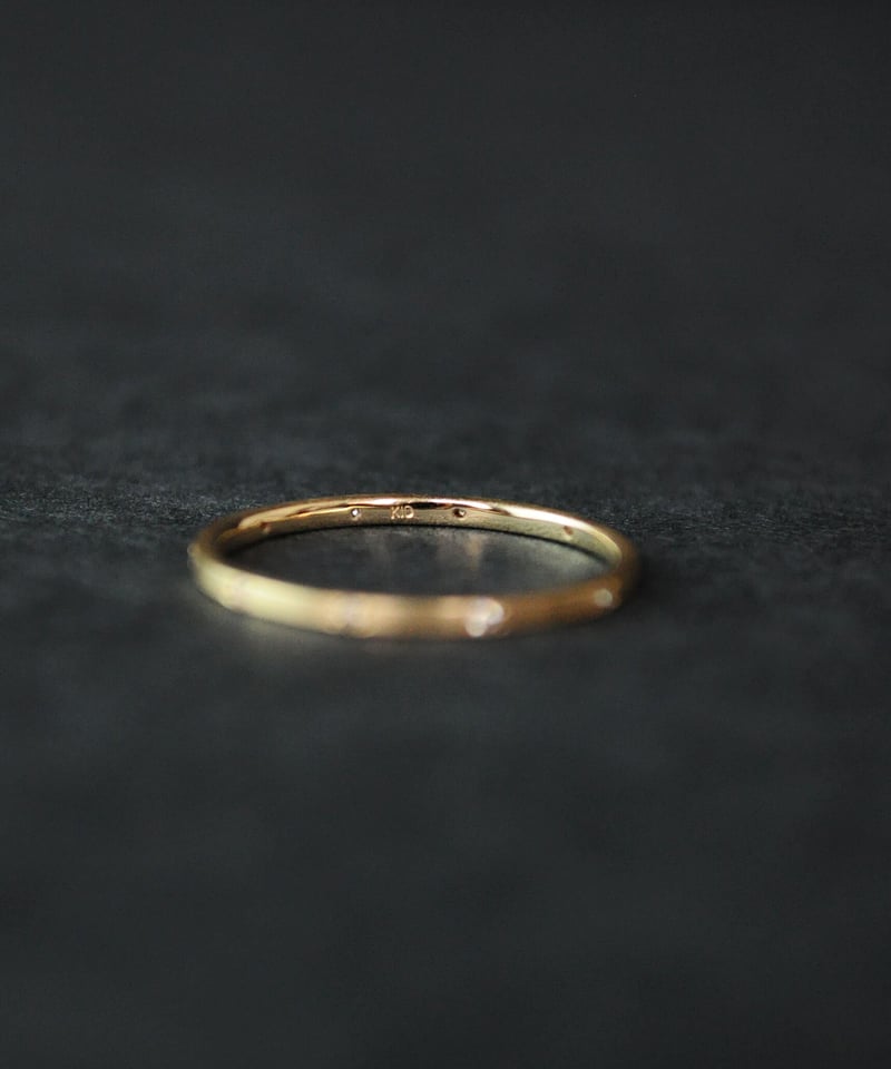 anq.】K10・9石彫り留めダイヤモンド バンドリング | KU-CROISSANT