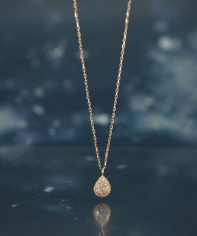 anq.】K10・ペアシェイプ ダイヤモンドパヴェネックレス | KU anq.】K10・ペアシェイプ ダイヤモンドパヴェネックレス | KU