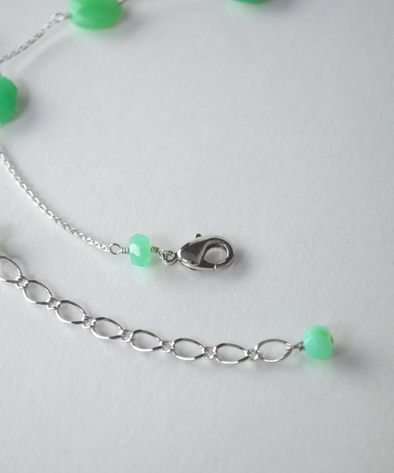 Turquoise　silver925 ロングネックレス anq.】SV925/ステンレス クリソプレーズ プレナイト ロング