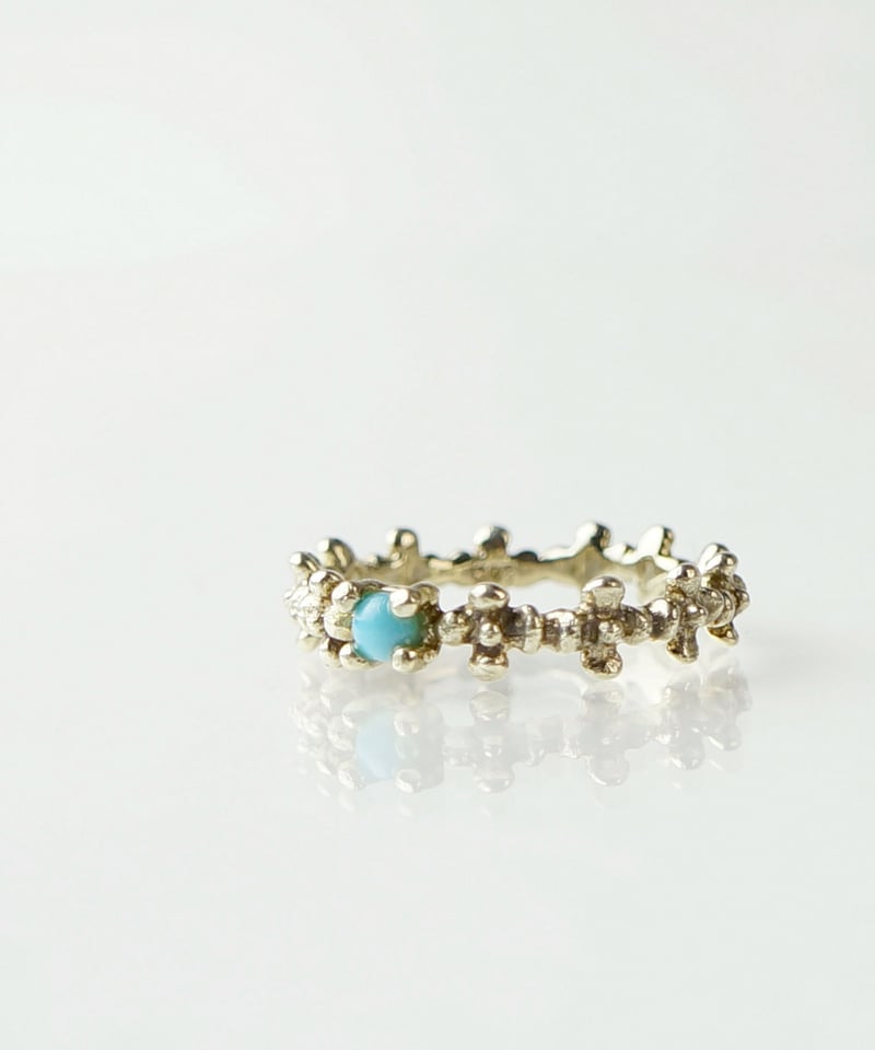 K14グリーンゴールド Flowerリング ターコイズ、パール | KU