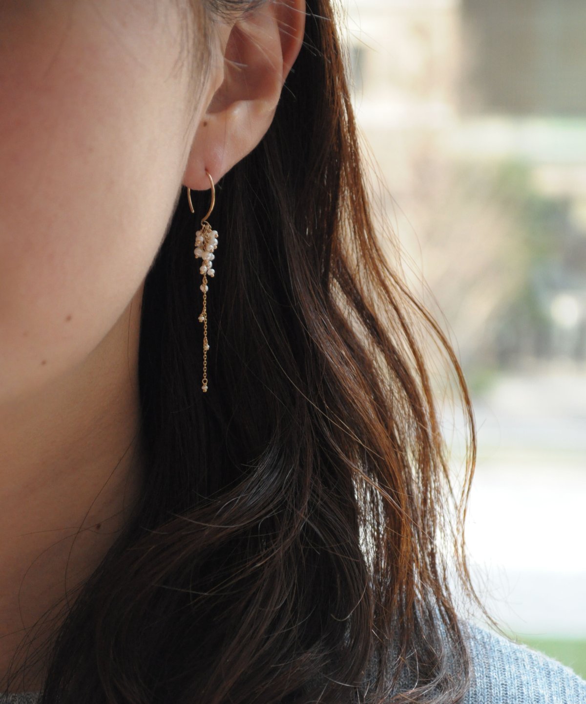 anq.】K10・「Lace」ベビーパールピアス 淡水パール | KU anq.】K10・「Lace」ベビーパールピアス 淡水パール | KU