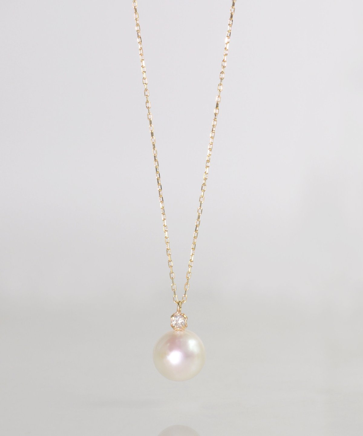 パール×ダイヤモンド♡【エテ】K10 ムーン パールネックレス☆アガット 好きも anq.】K10・0.03ctダイヤモンド パール ネックレス | KU