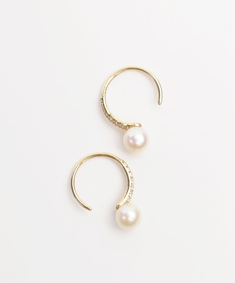 anq.】K10・ダイヤモンド×パール フックピアス | KU-CROISSANT
