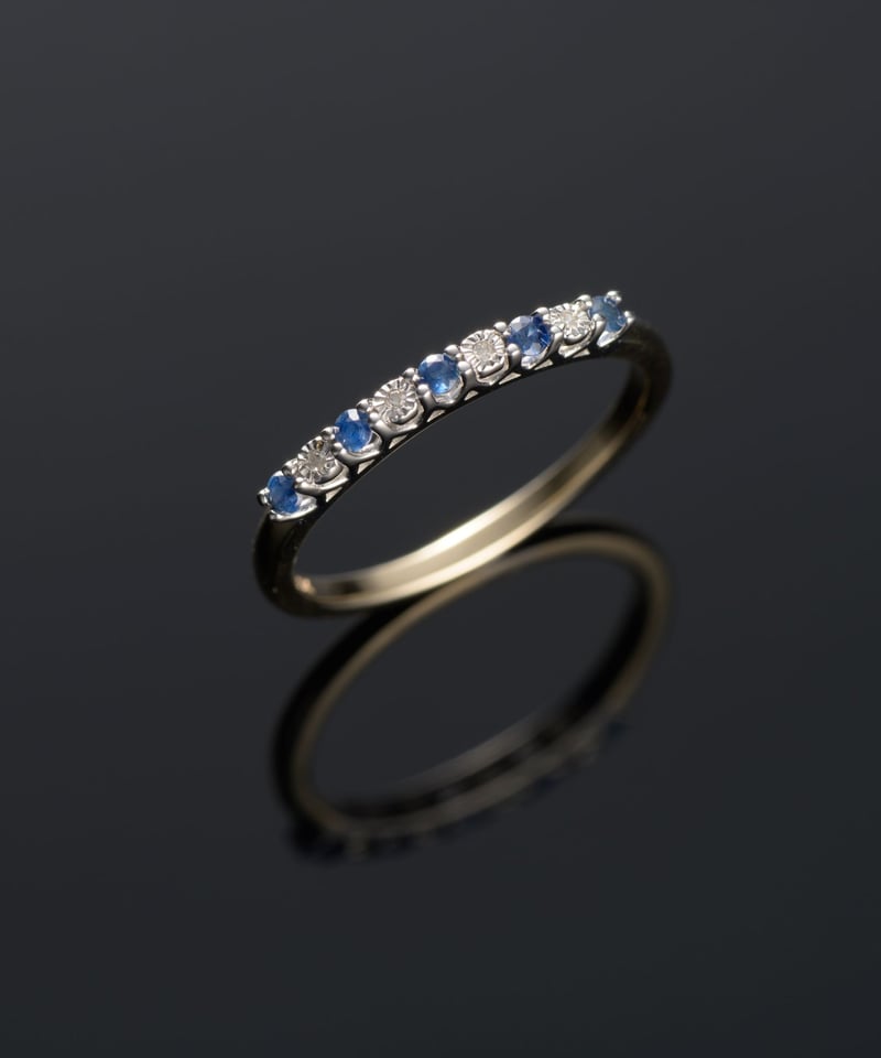 ANDY】K9YG サファイア・ダイヤモンド エタニティーデザインリング  