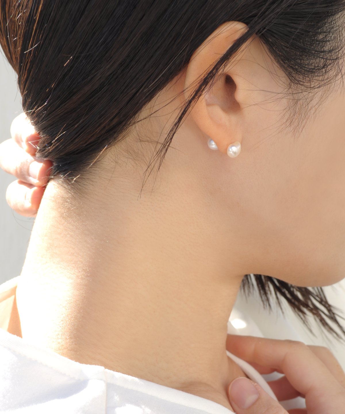 anq.】K10・2Way ダブル 淡水パールキャッチ ピアス | KU anq.】K10・2Way ダブル 淡水パールキャッチ ピアス | KU