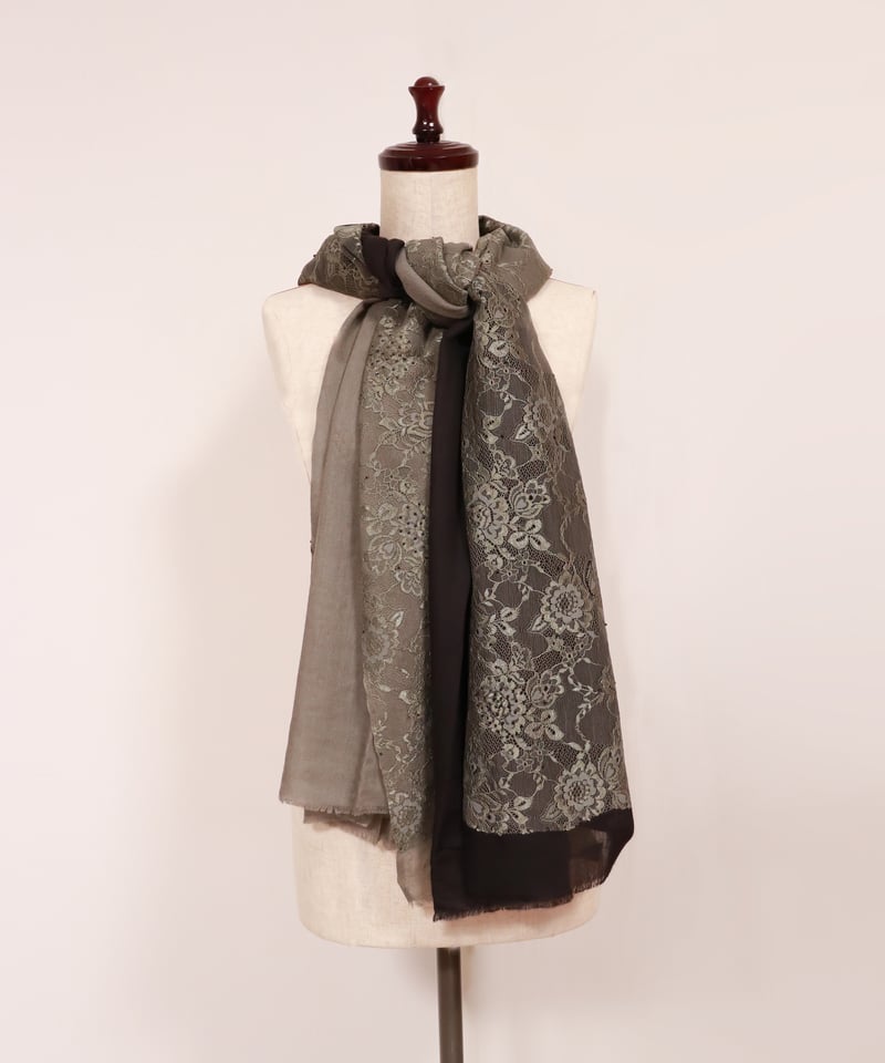 カシミヤ混 レース刺繍ストール | KU-CROISSANT 公式オンラインストア