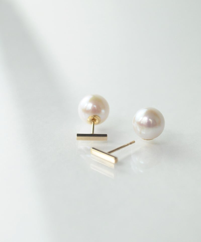 anq.】K10・バー×アコヤパールキャッチピアス | KU-CROISSANT 公式 