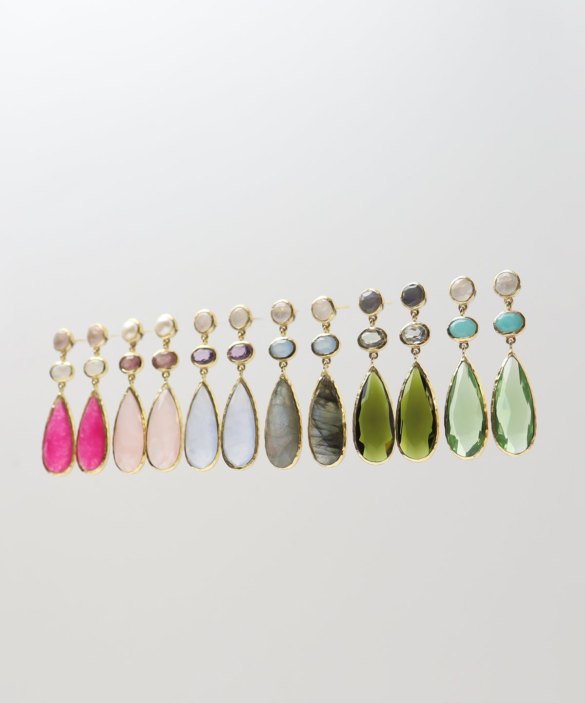 No.97◇天然石ピアス♡ローズクォーツドロップ♡ワイヤー薔薇