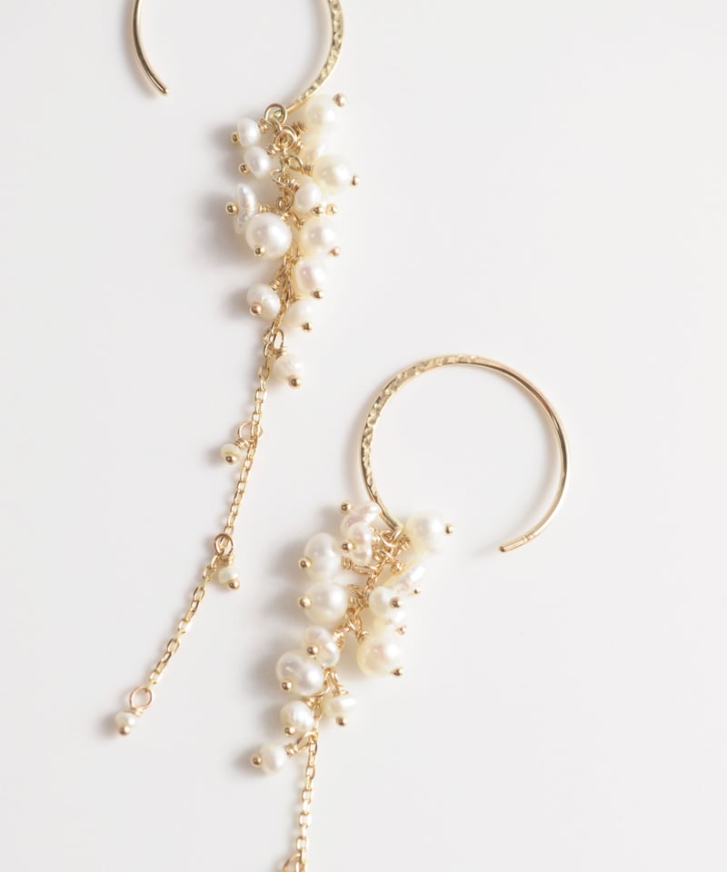 anq.】K10・「Lace」ベビーパールピアス 淡水パール | KU anq.】K10・「Lace」ベビーパールピアス 淡水パール | KU