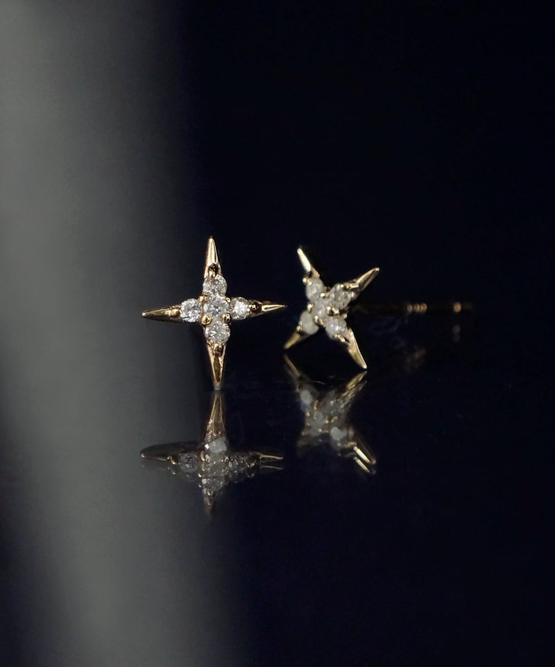 anq.】K10・Cross 0.05ct ダイヤモンド ピアス | KU-CROISSAN