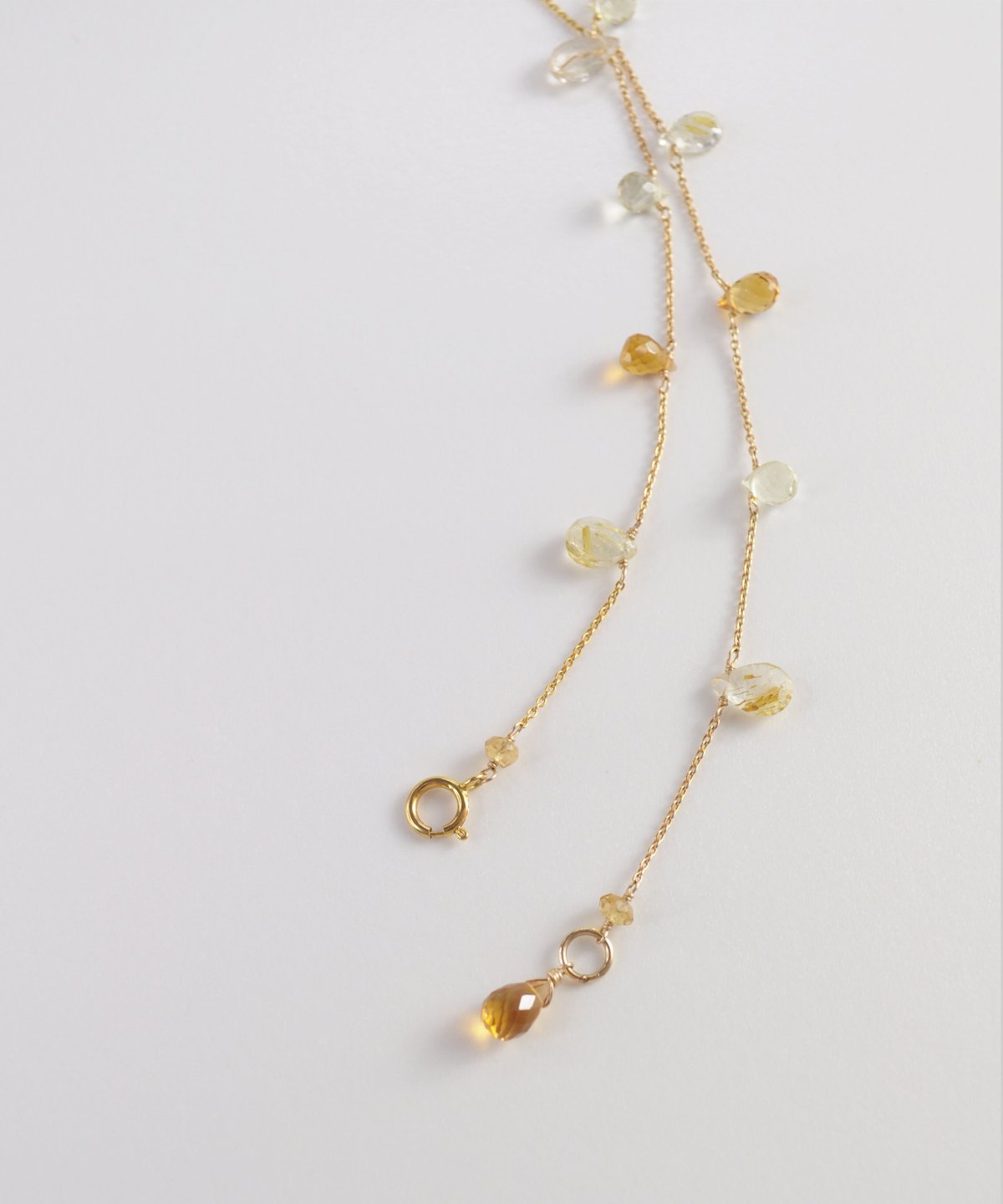 レモンクォーツとシトリンの天然石ネックレス レモンクォーツと