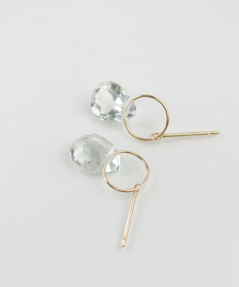 未使用 anq. K10 グリーンアメシスト dropcut サークルピアス anq