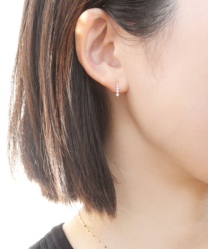 anq.」K10 ペアシェイプ ダイヤモンドパヴェピアス（ピアス（両耳用