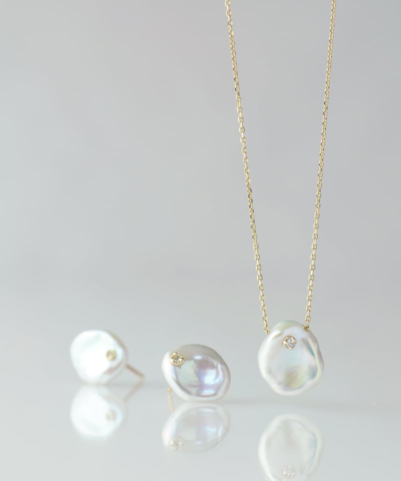 anq.】K10・花びらパール / ダイヤモンドピアス | KU-CROISSANT anq.】K10・花びらパール / ダイヤモンドピアス | KU-CROISSANT