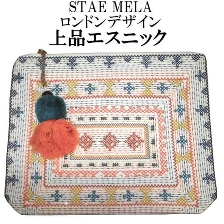 STAR MELA スターメラ クラッチバッグ 刺繍入り 軽い エクリューカラー NEYSA EMB CLUTCH BAG