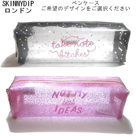 SKINNYDIP スキニーディップ ペンポーチ ペンケース かわいい ファスナー 透明 半透明 ラメ ピンク