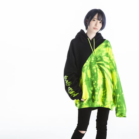 【HEDWiNG】パーカ Cross Cut“ Tye-die ” Hoodie" / BLACK-GREEN