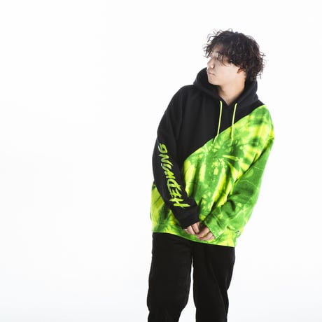 【HEDWiNG】パーカ Cross Cut“ Tye-die ” Hoodie" / BLACK-GREEN
